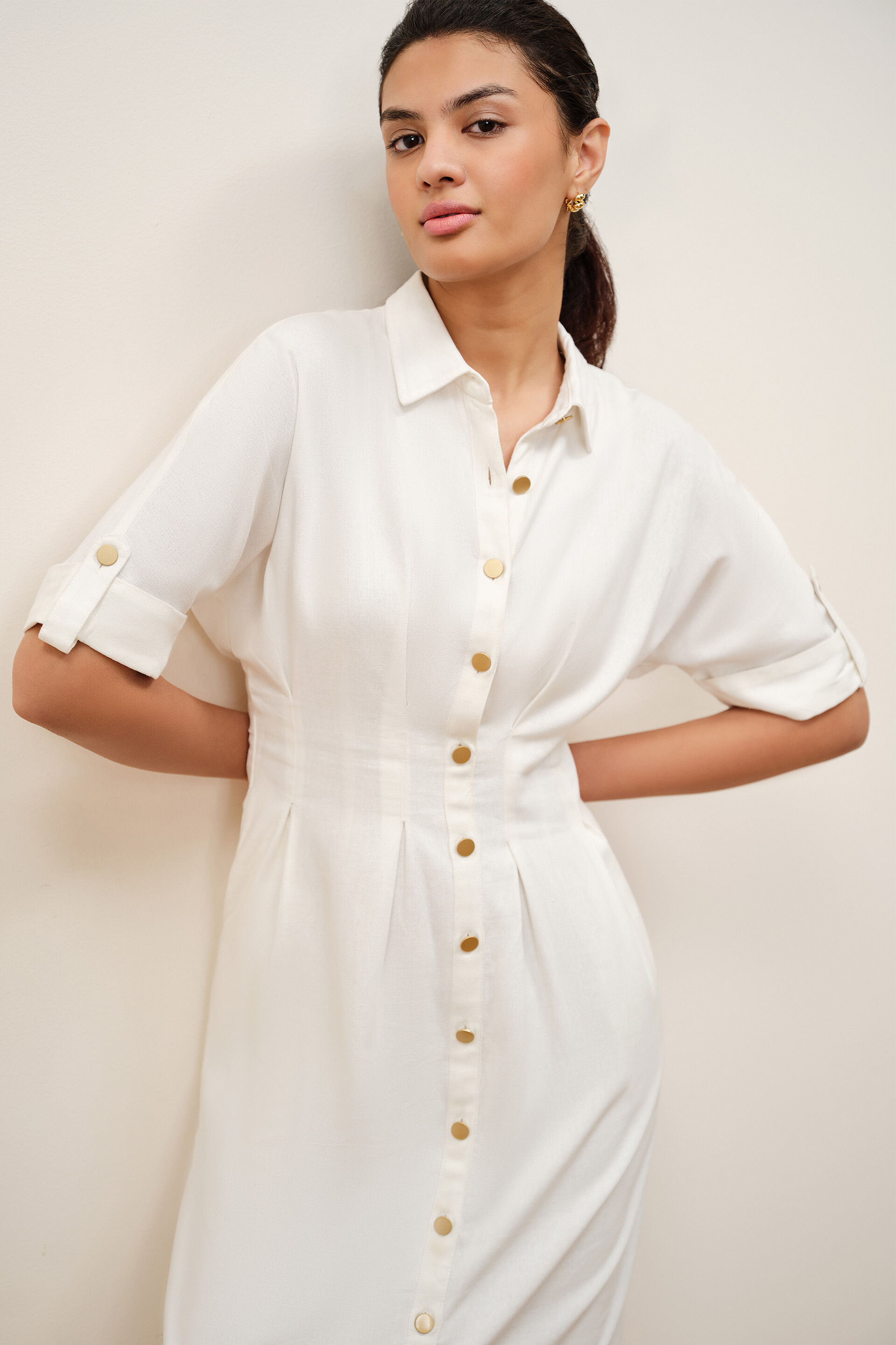 Marenne White Shirt Dress, Off White, image 4
